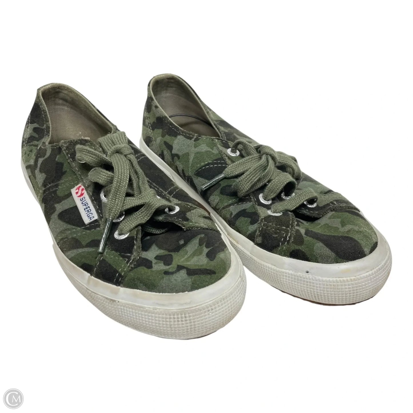 Shoes Sneakers By Superga In Green & White, Size: 6