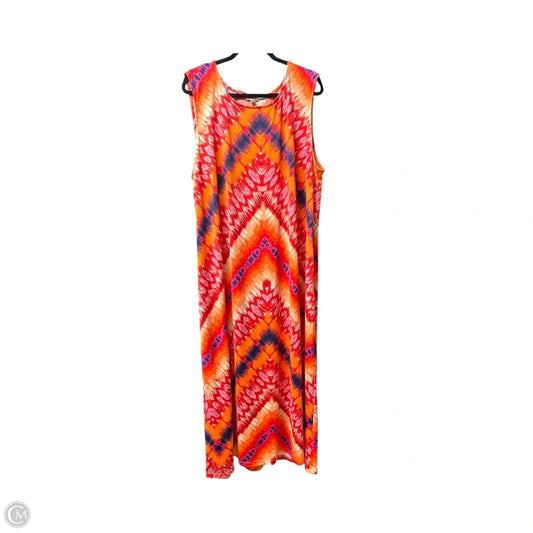 Dress Casual Maxi By Avenue In Orange & Red, Size: 3x
