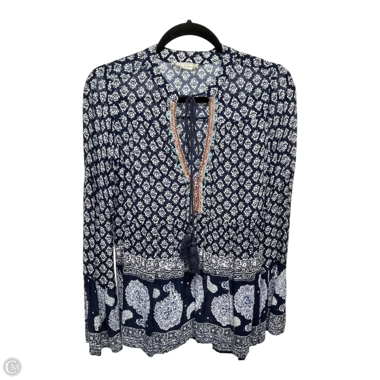 Top Long Sleeve By Altard State In Blue & White, Size: S