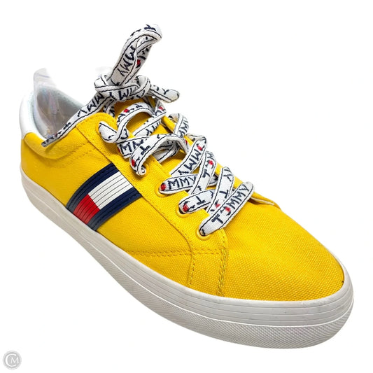 Shoes Sneakers By Tommy Hilfiger In White & Yellow, Size: 8.5