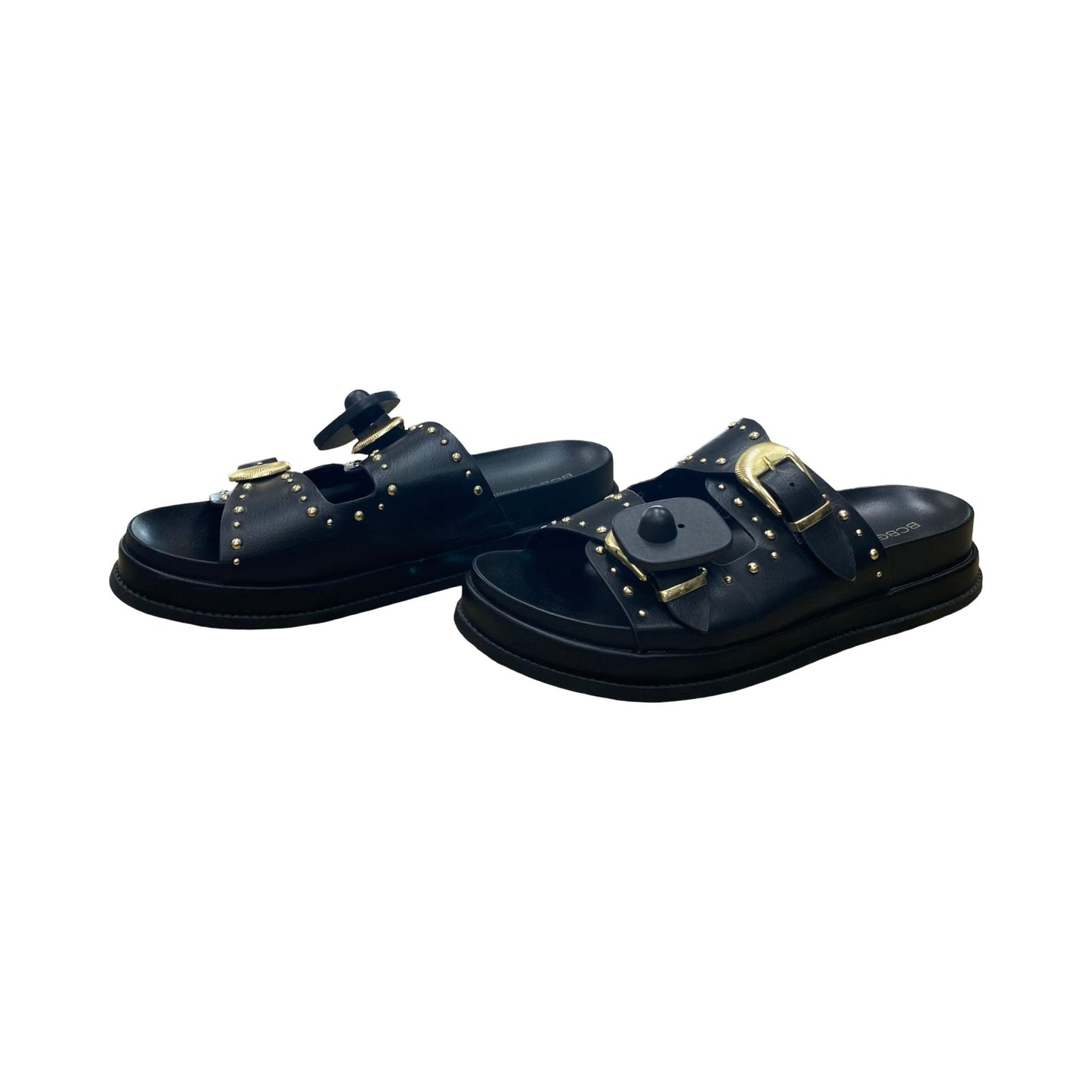 Sandals Flats By Bcbgeneration In Black & Gold, Size:9