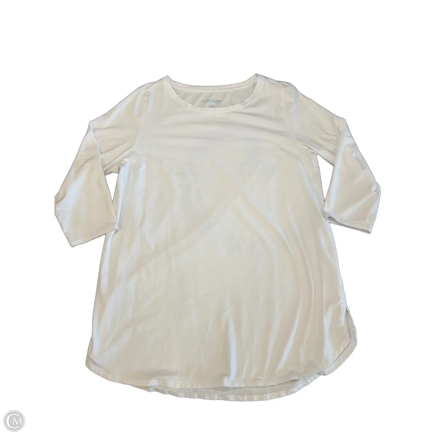 Top 3/4 Sleeve By Soft Surroundings In White, Size: Xl