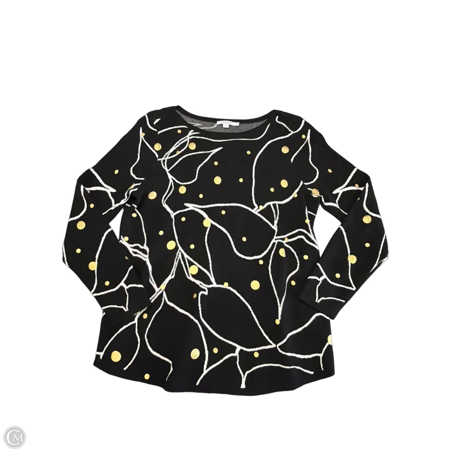 Top Long Sleeve By Chicos In Black & Gold, Size: L