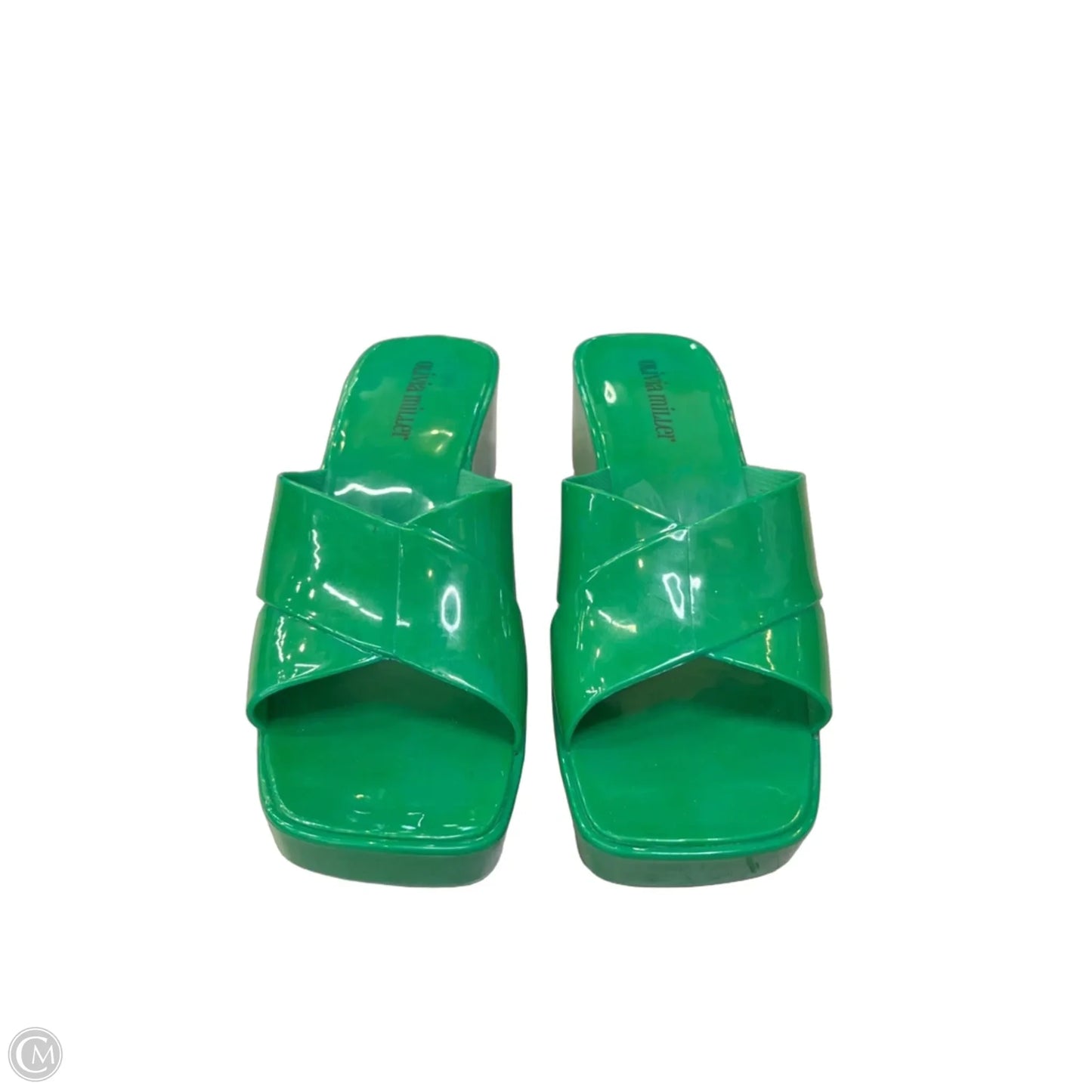Sandals Heels Wedge By Olivia Miller In Green, Size: 8