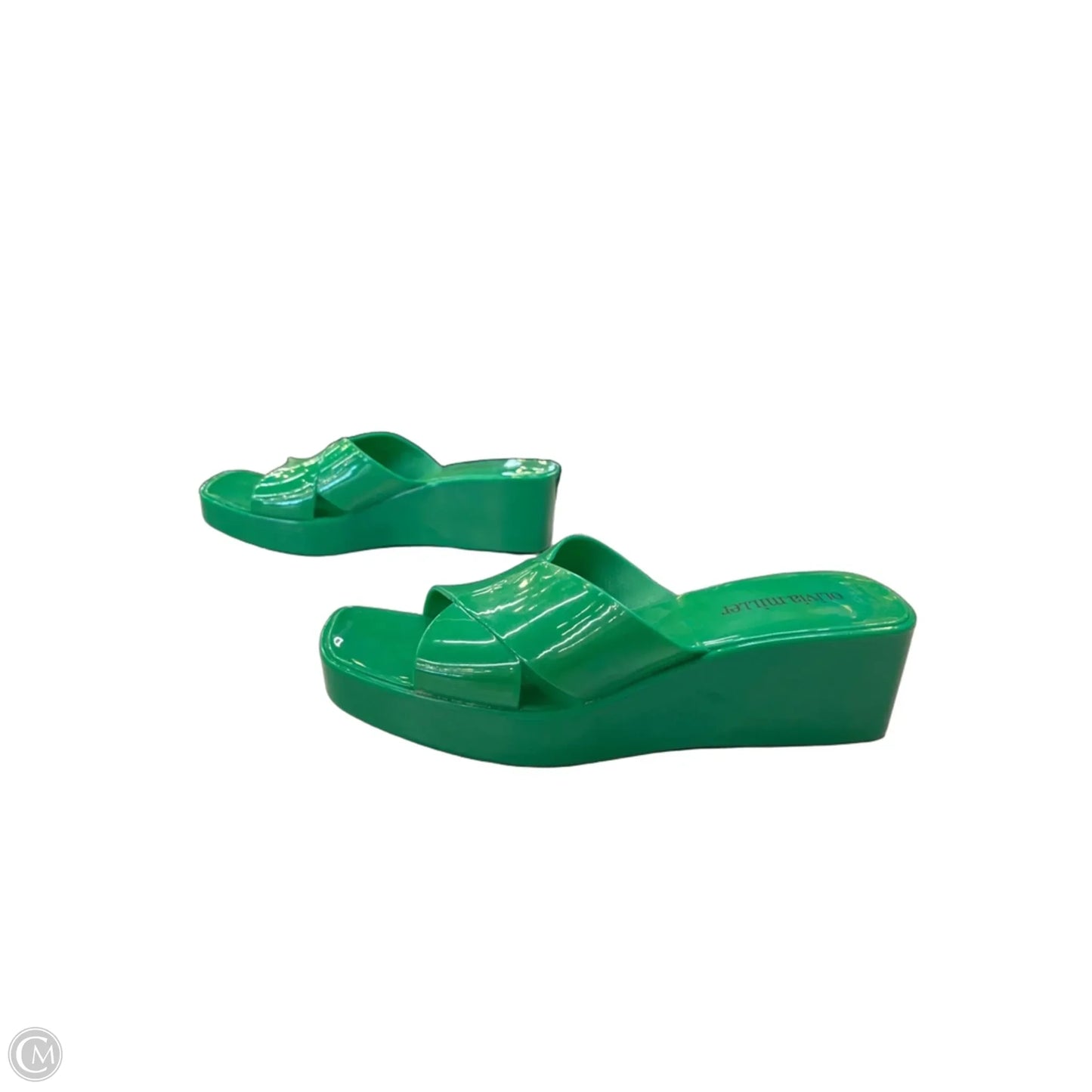 Sandals Heels Wedge By Olivia Miller In Green, Size: 8