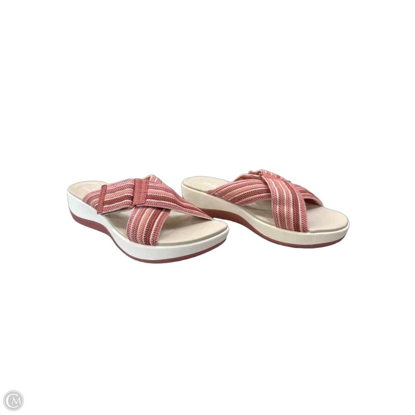 Sandals Flats By Clarks In Grey & Pink, Size: 10