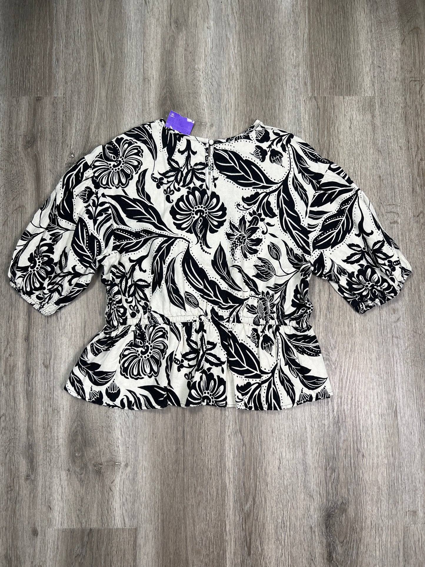 Black & White Blouse Short Sleeve Who What Wear, Size Xl