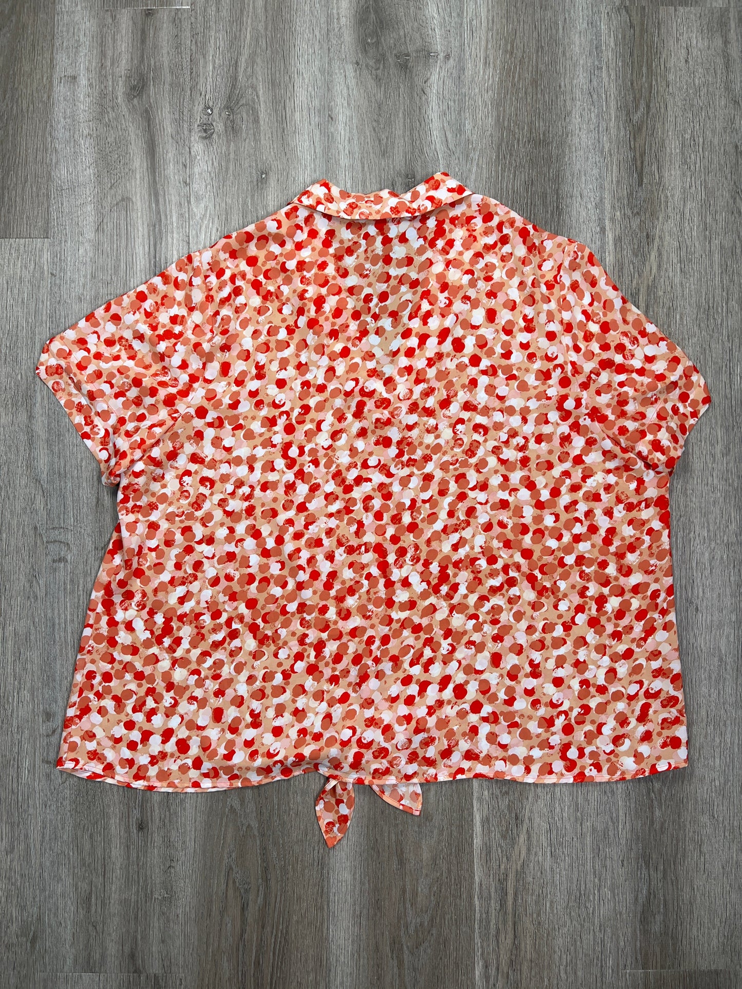 Orange & White Blouse Short Sleeve Investments, Size 3x