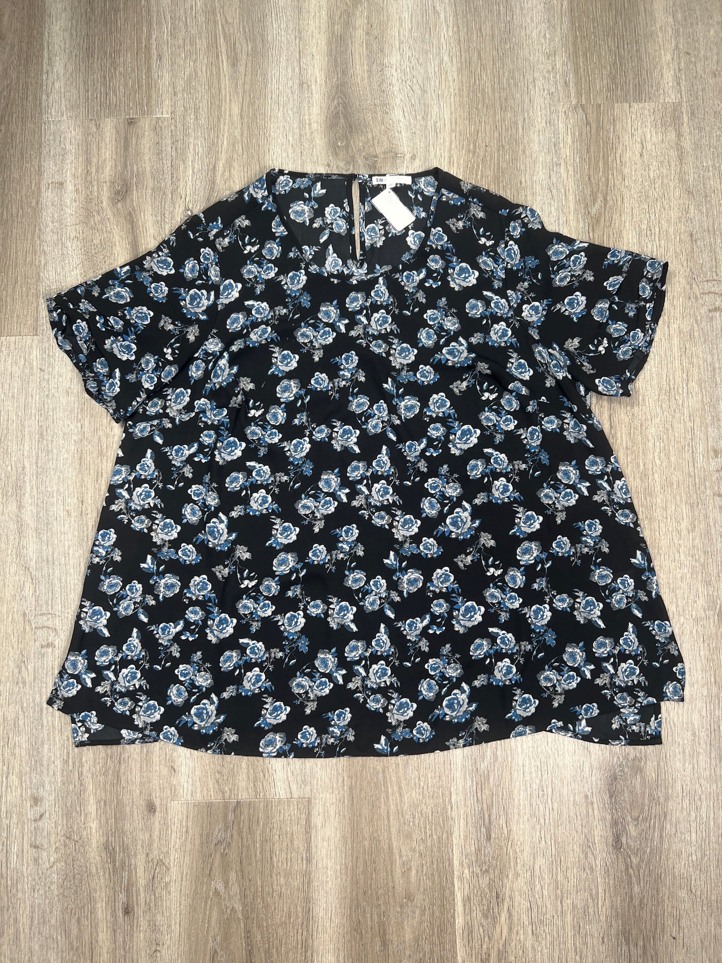 Floral Print Blouse Short Sleeve Dr2, Size 2x