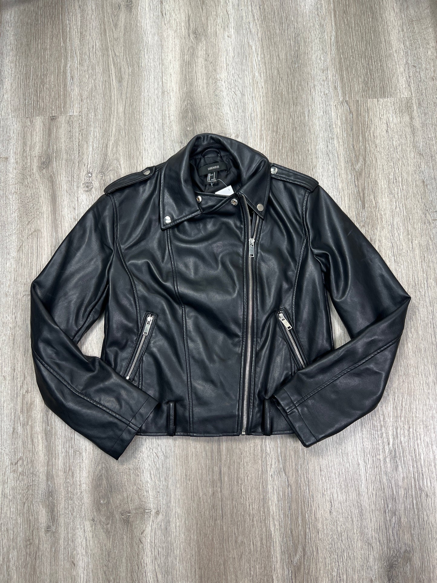 Jacket Moto By Forever 21 In Black, Size: S