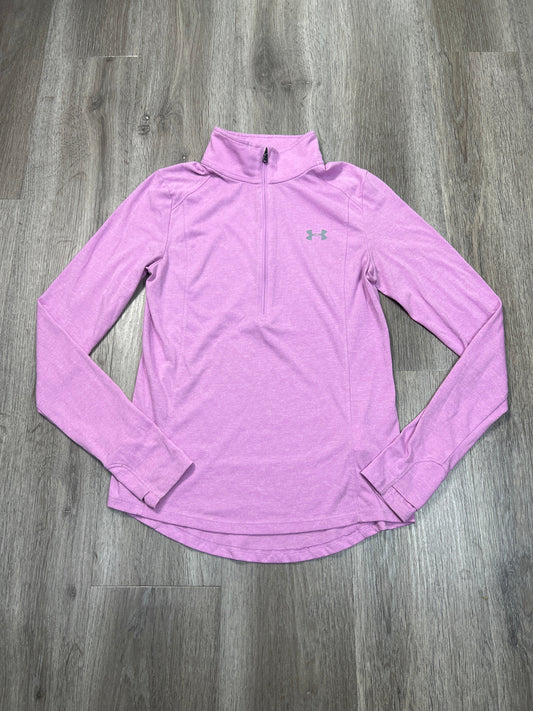 Athletic Top Long Sleeve Collar By Under Armour In Pink, Size: S