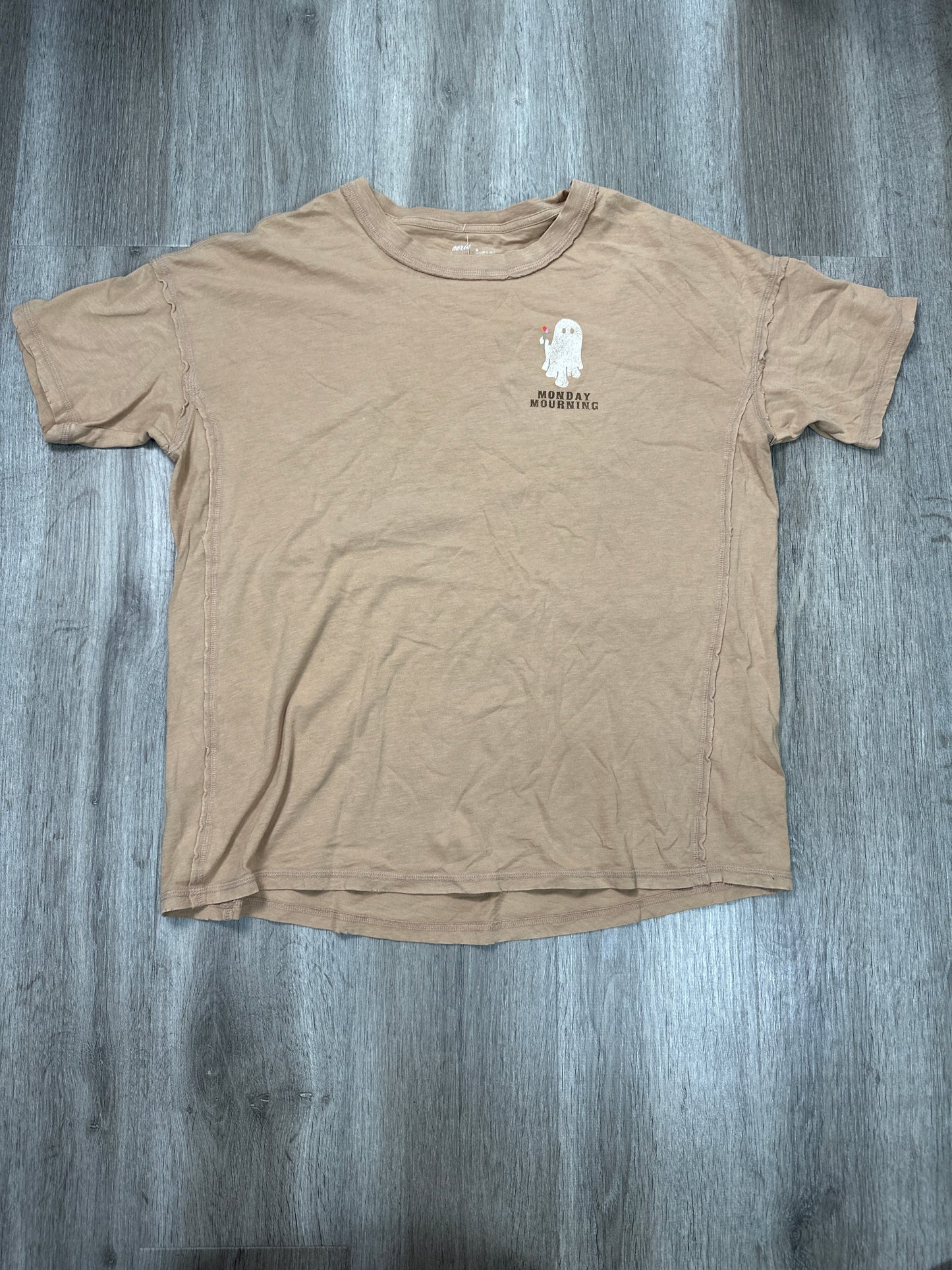 Top Short Sleeve By Aerie In Brown, Size: M