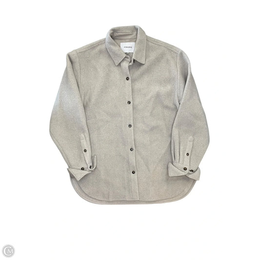 Jacket Shirt By Frame In Beige, Size: M