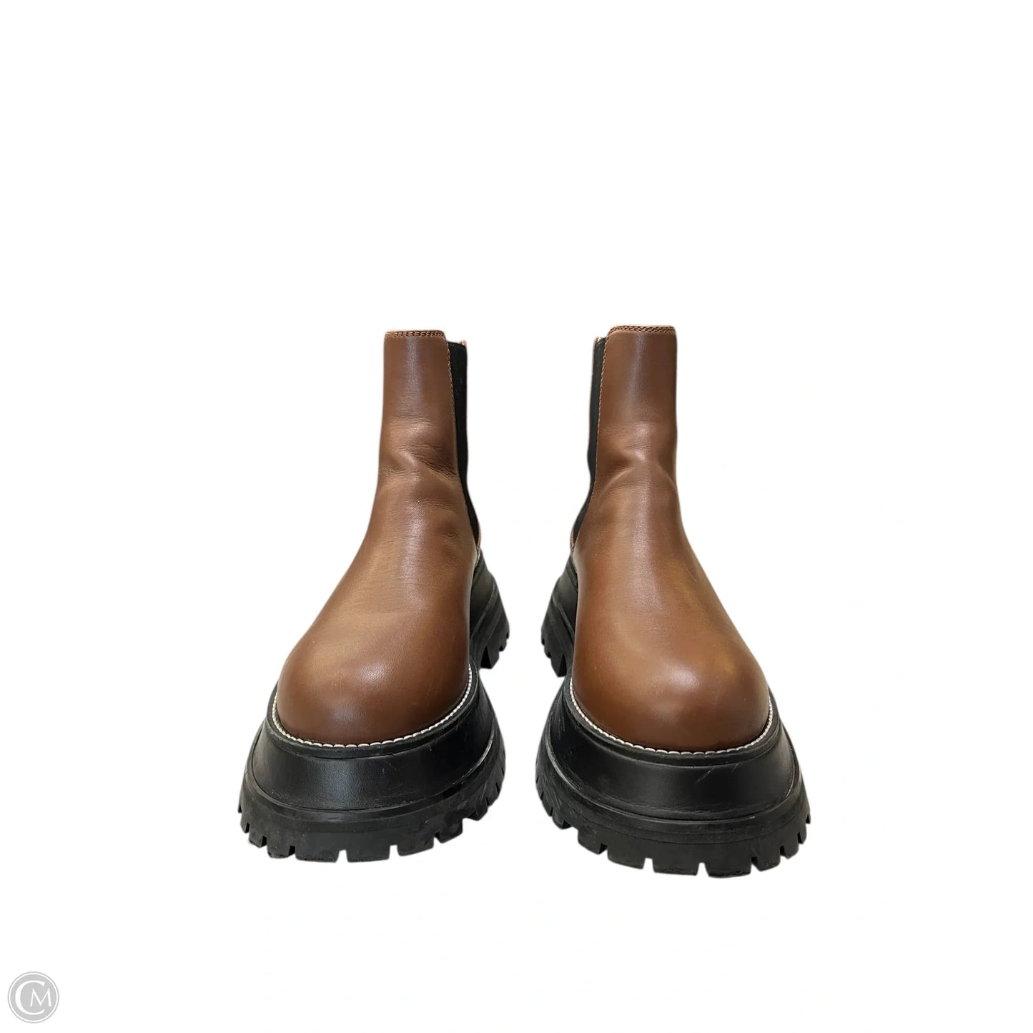 Boots Luxury Designer By Burberry In Brown, Size: 7.5