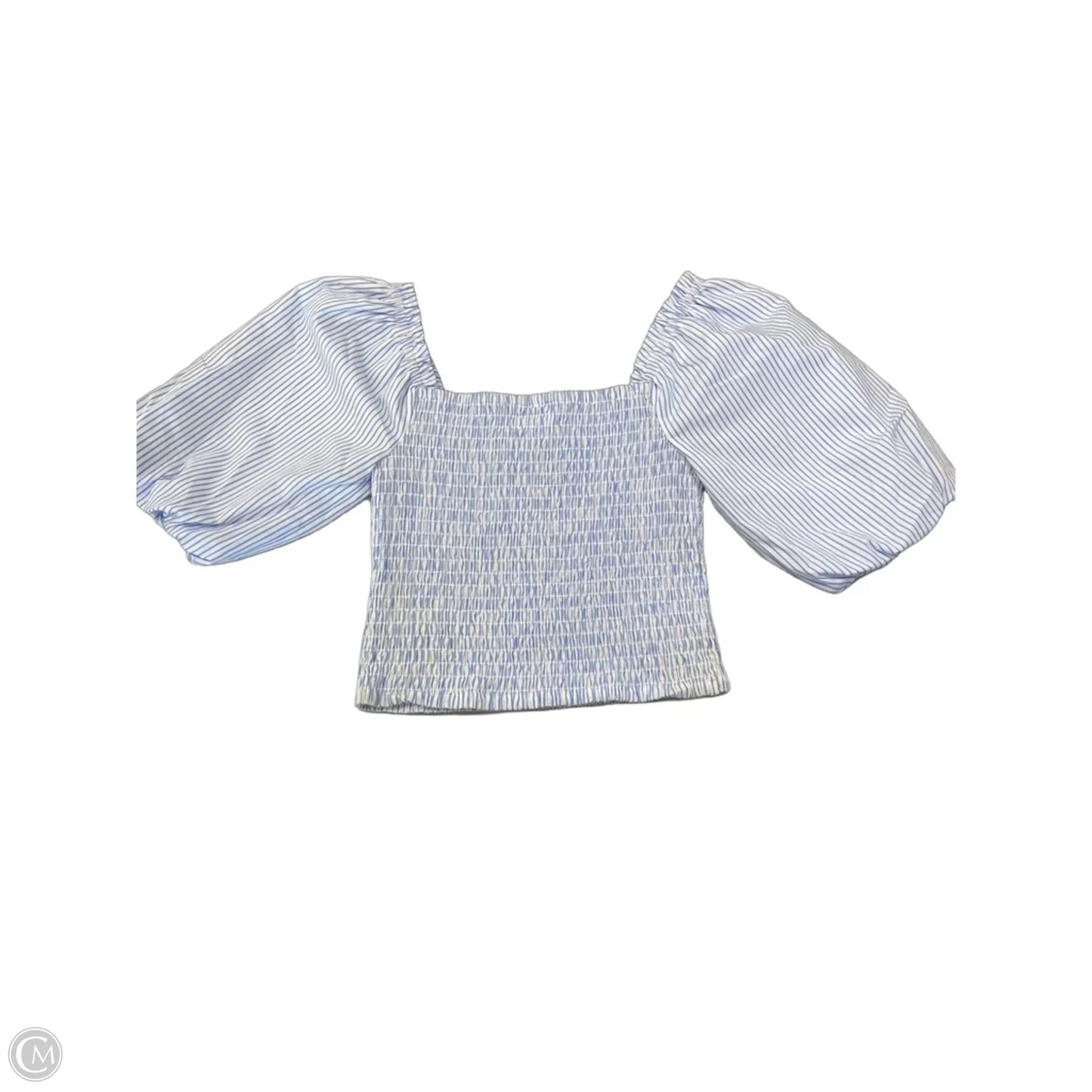 Blouse Short Sleeve By Steve Madden In Blue & White, Size: S