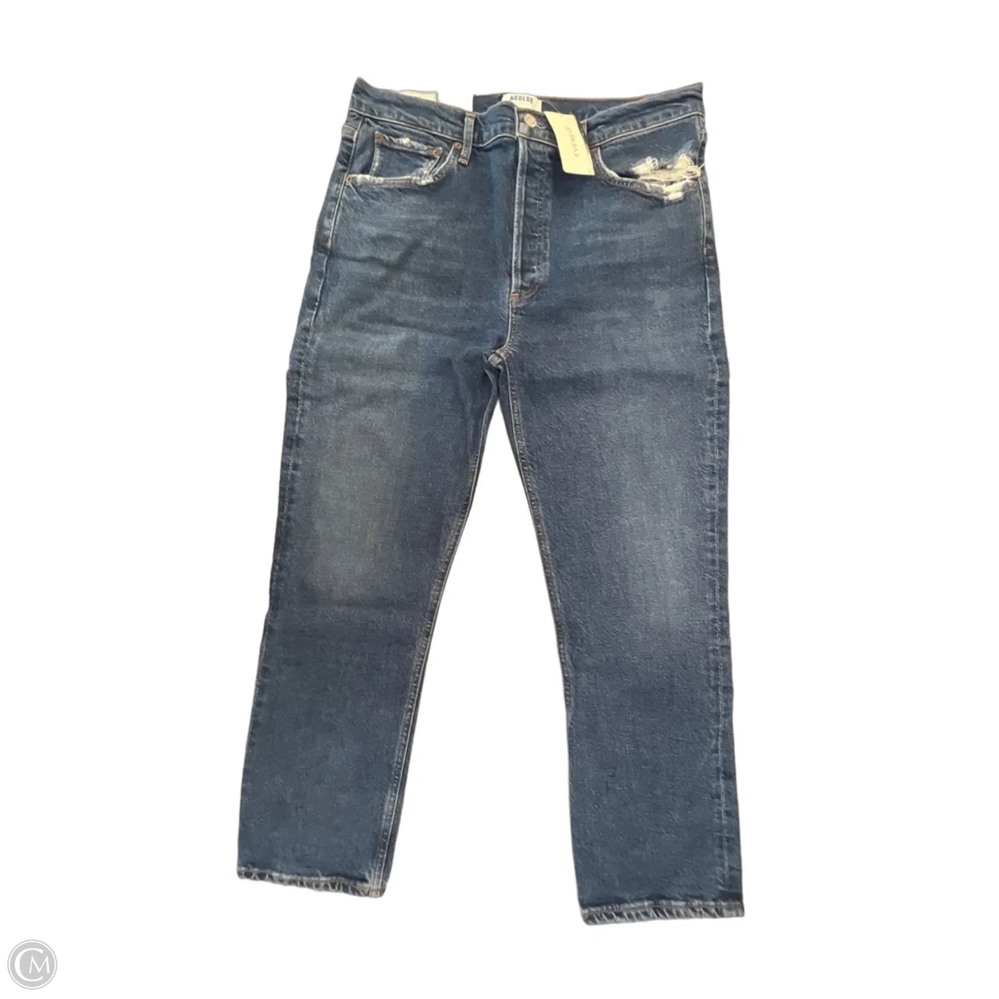 Jeans Straight By Agolde In Blue Denim, Size: 14