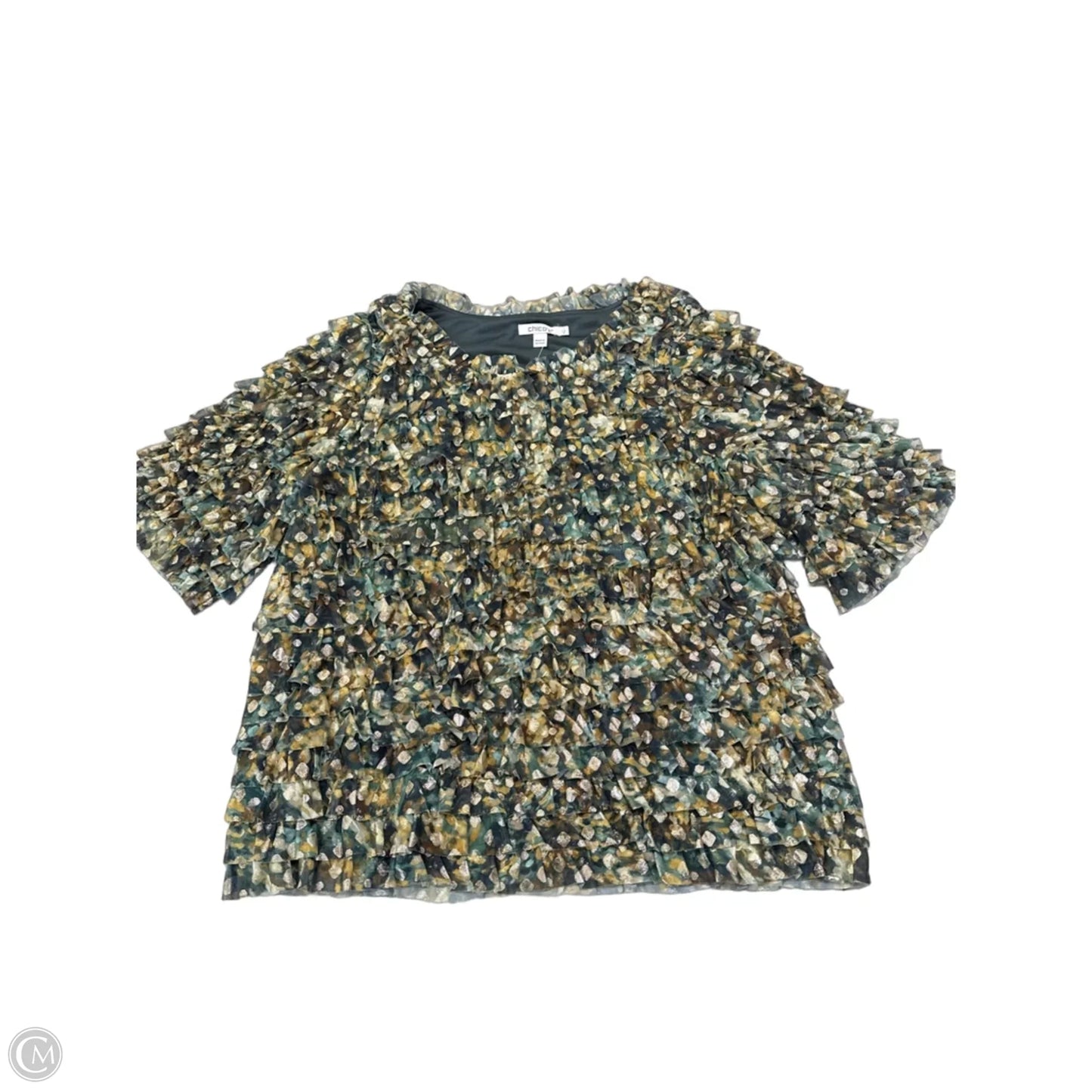 Blouse Short Sleeve By Chicos In Green, Size: M