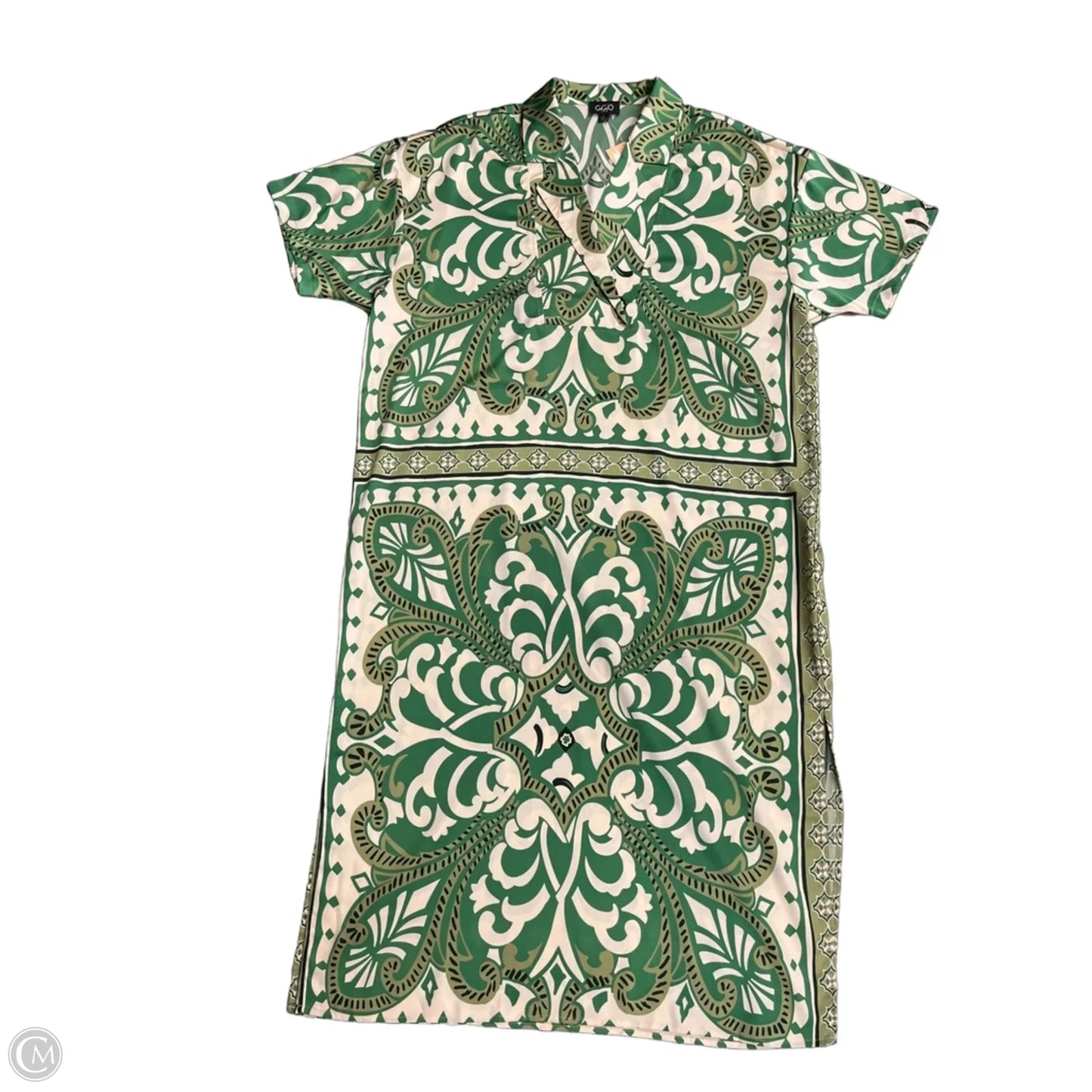 Dress Casual Maxi By Gigio In Green & Tan, Size: L