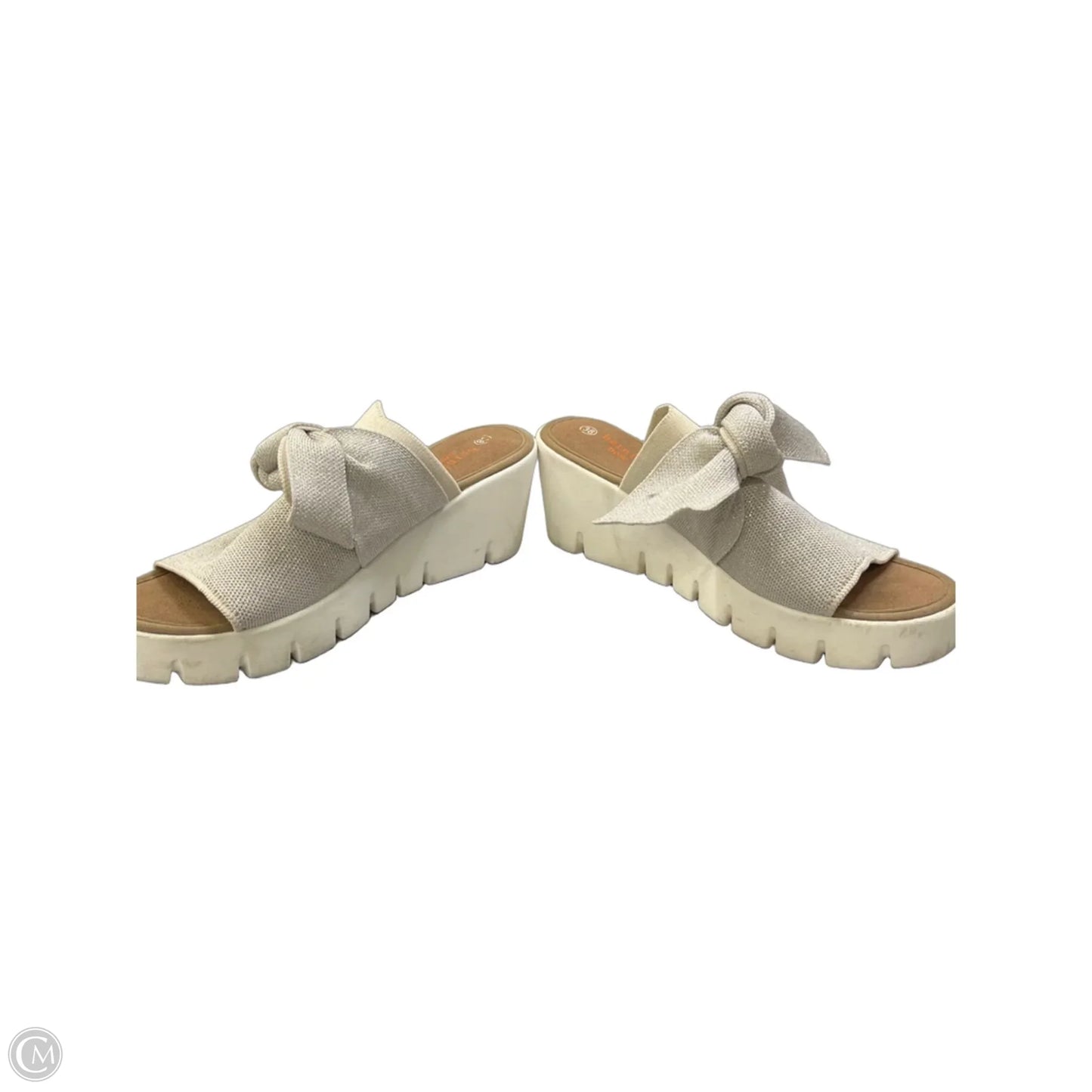 Sandals Heels Wedge By Bernie Mev In Silver, Size: 8