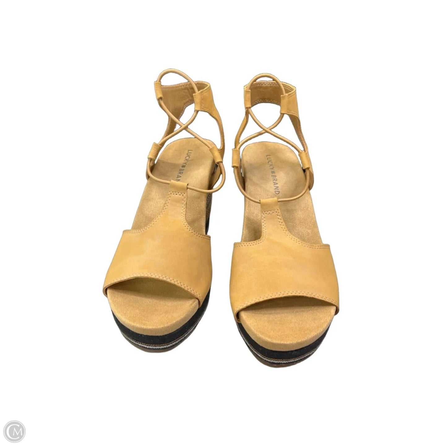 Sandals Heels Wedge By Lucky Brand In Yellow, Size: 8.5