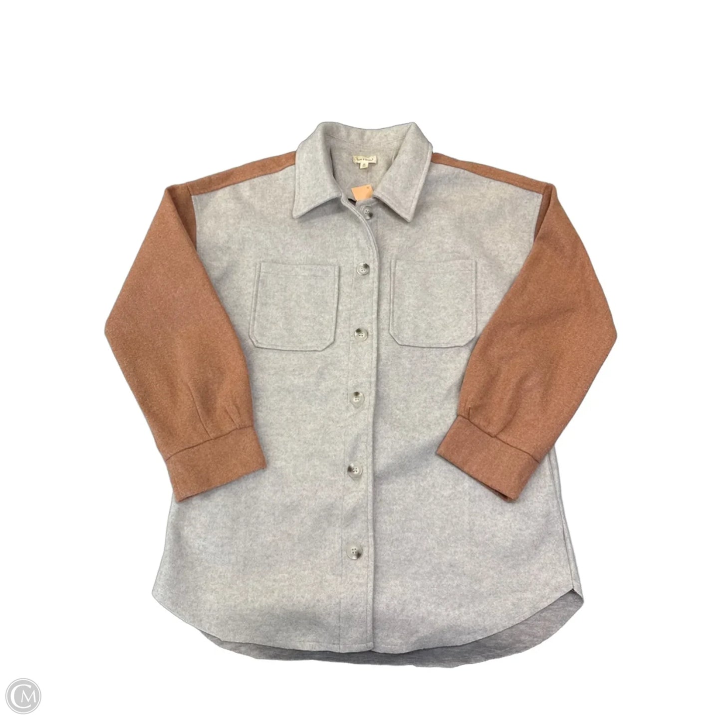 Jacket Shirt By Hem & Thread In Tan, Size: M