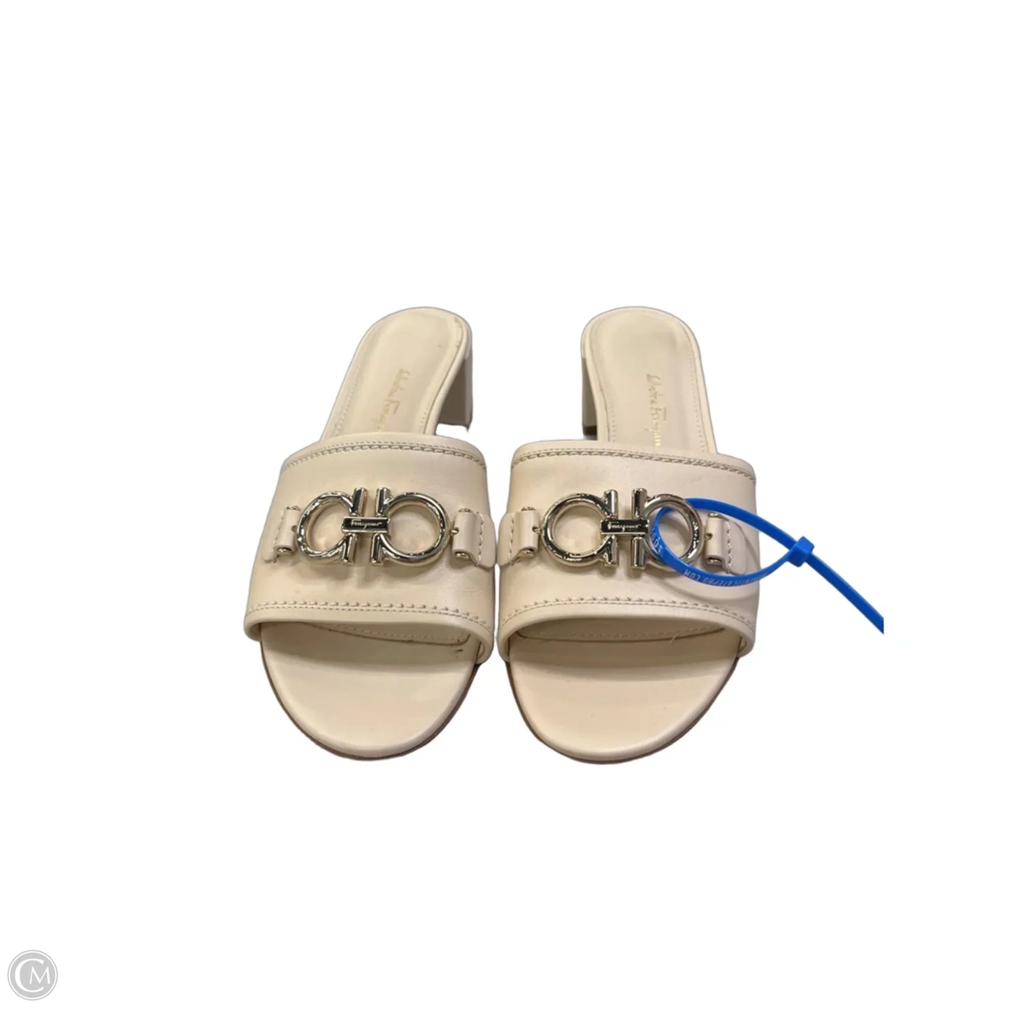 Sandals Luxury Designer By Ferragamo In Cream, Size: 7