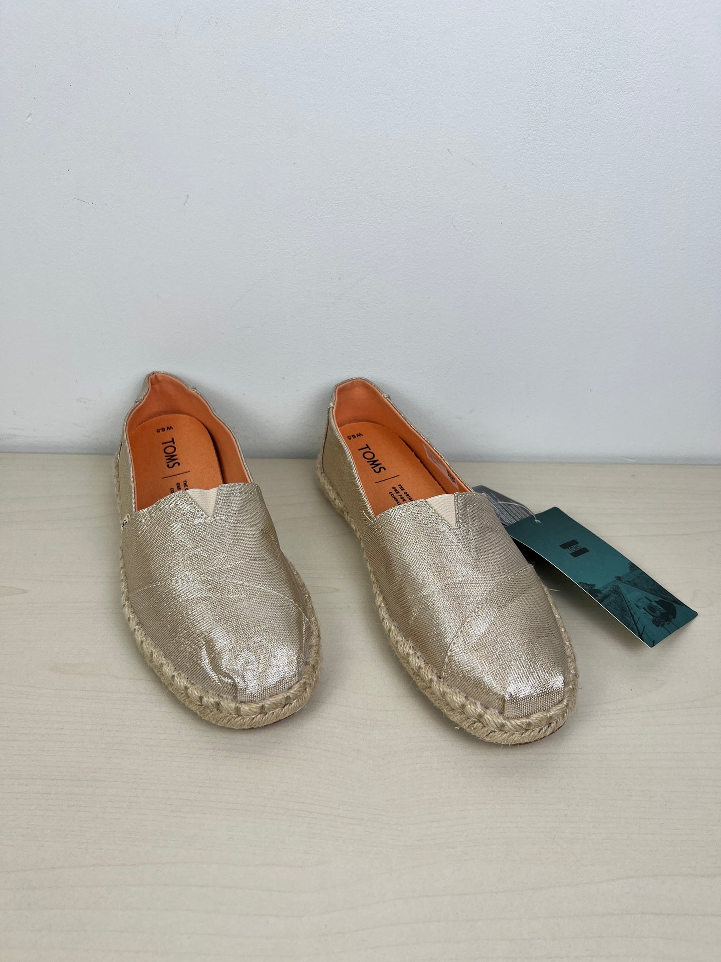 Gold Shoes Flats Toms, Size 6.5