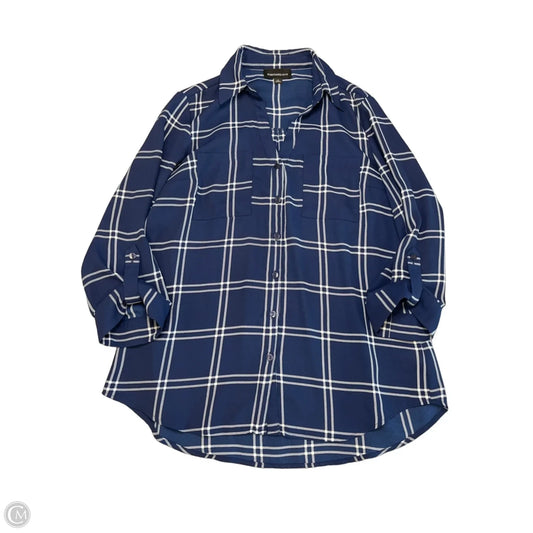 Blouse Long Sleeve By Fortune & Ivy In Blue, Size: M