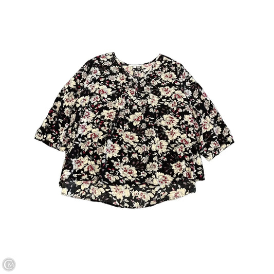 Blouse 3/4 Sleeve By Clothes Mentor In Black, Size: 3x