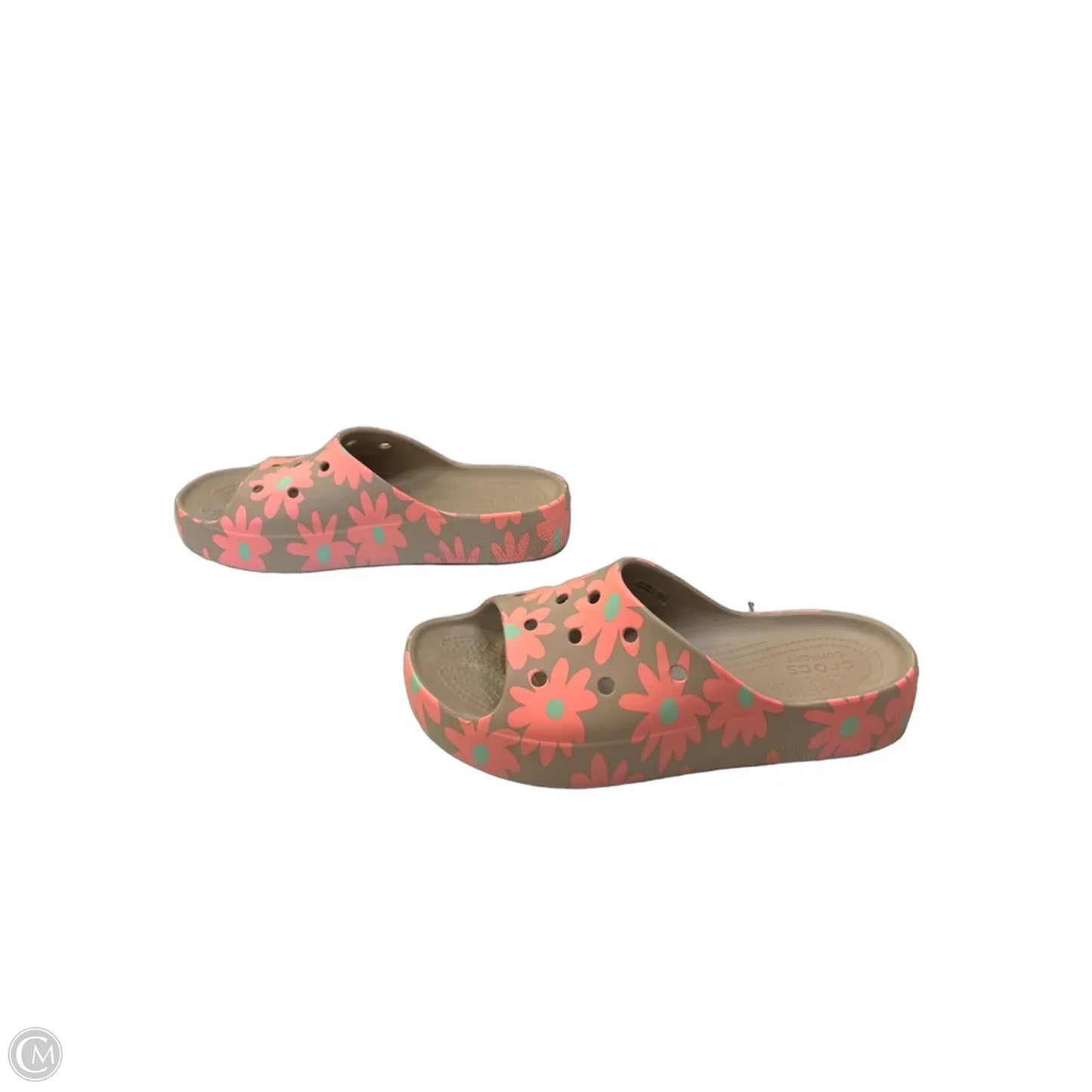 Sandals Flats By Crocs In Floral Print, Size: 10