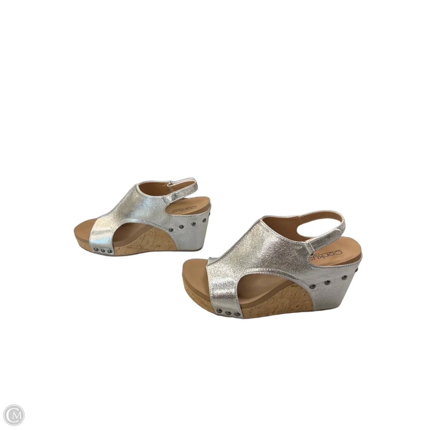 Shoes Heels Wedge By Corkys In Silver, Size: 9