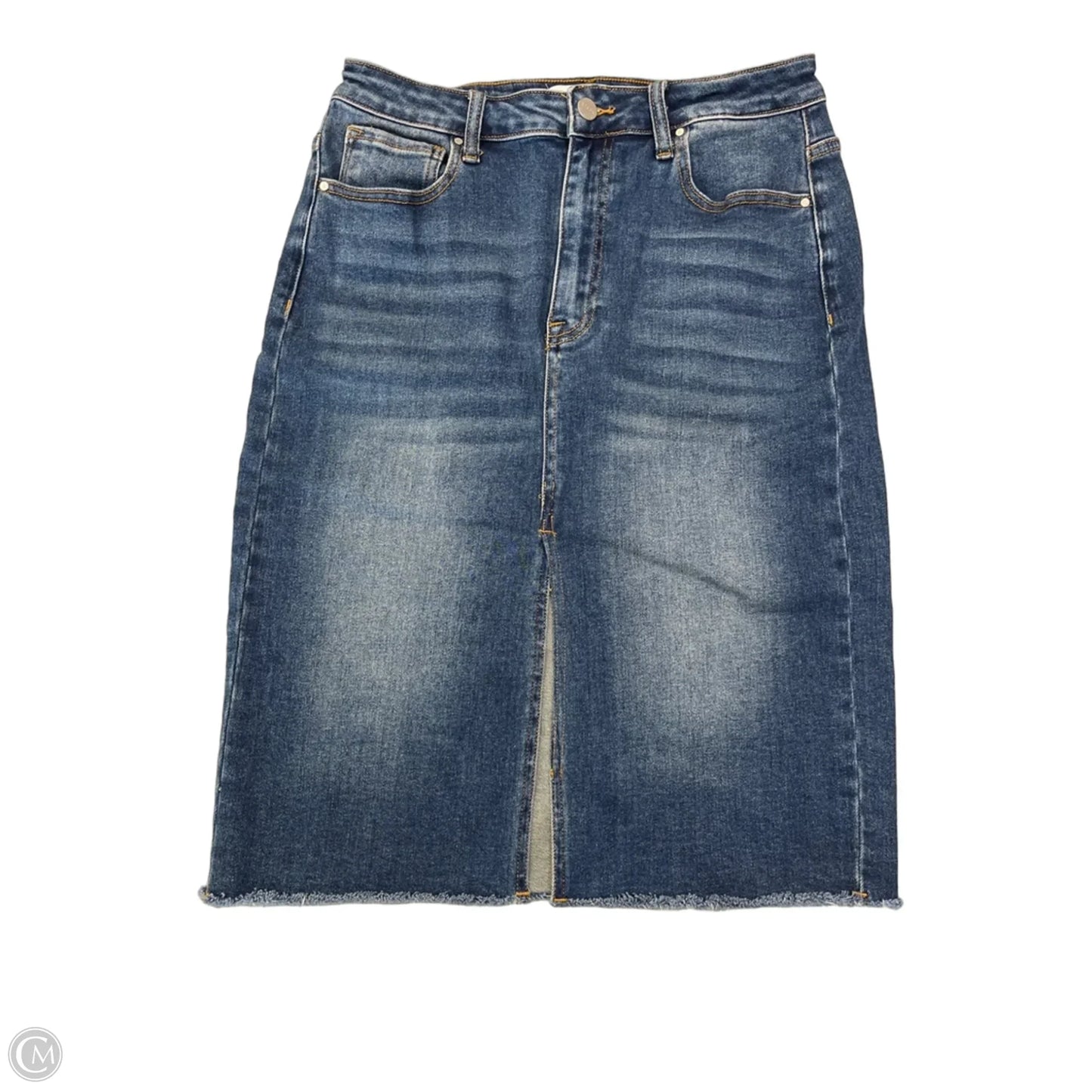 Skirt Midi By Risen In Blue Denim, Size: L