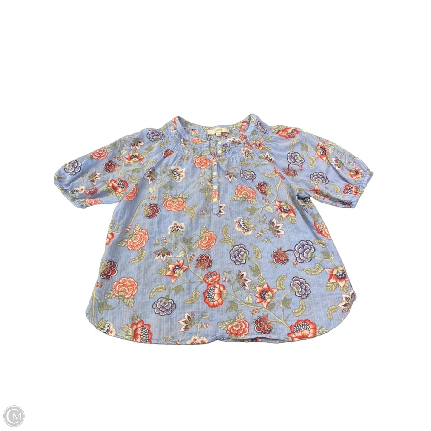 Top Short Sleeve By Loft In Floral Print, Size: L