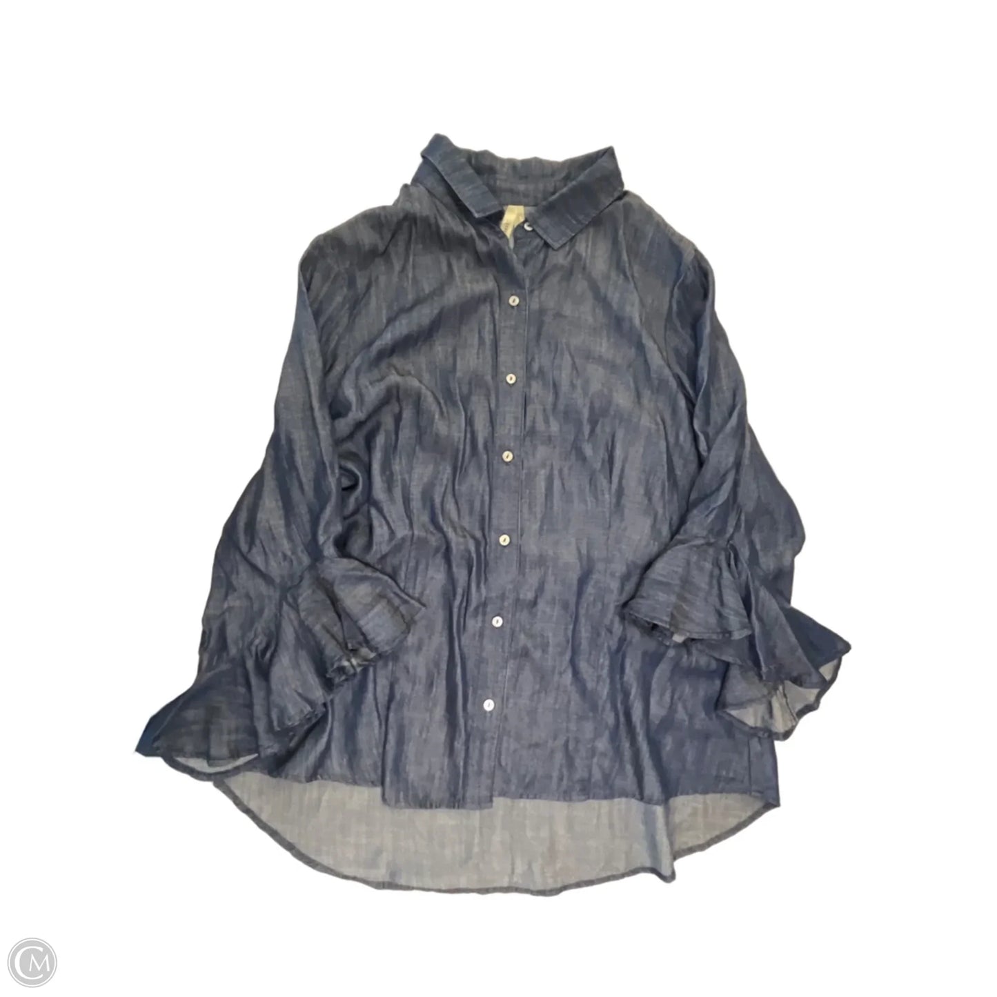 Top Long Sleeve By Liverpool In Blue Denim, Size: Xl
