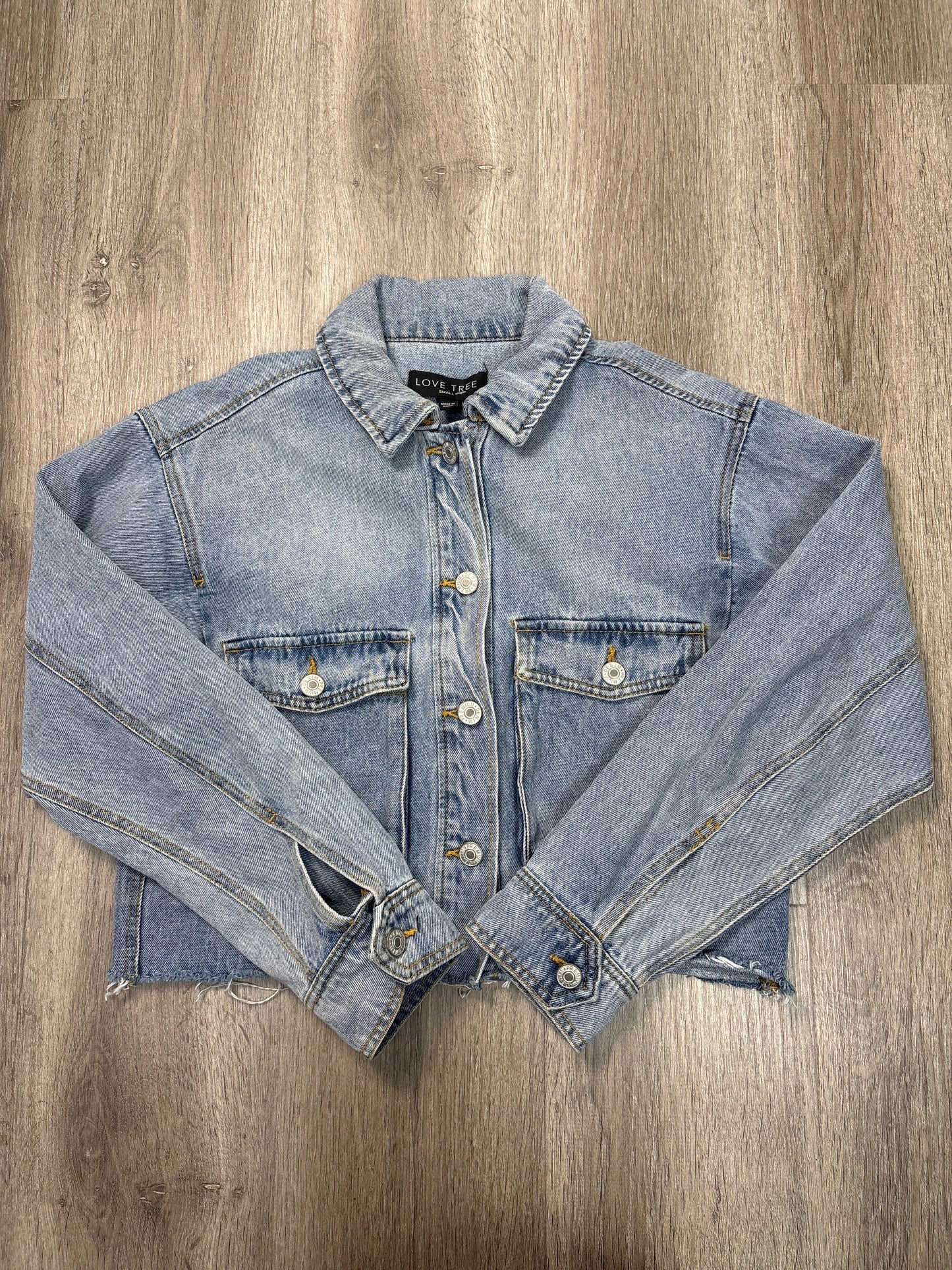 Jacket Denim By Love Tree In Blue Denim, Size: S