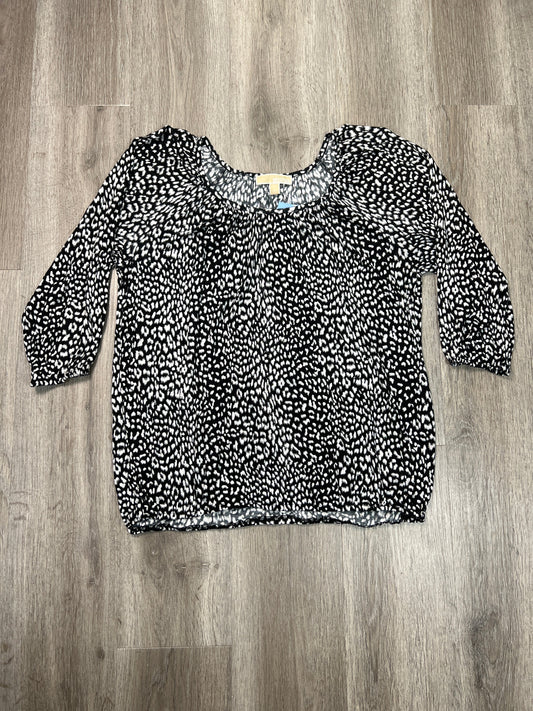 Top 3/4 Sleeve By Michael Kors In Black & White, Size: L