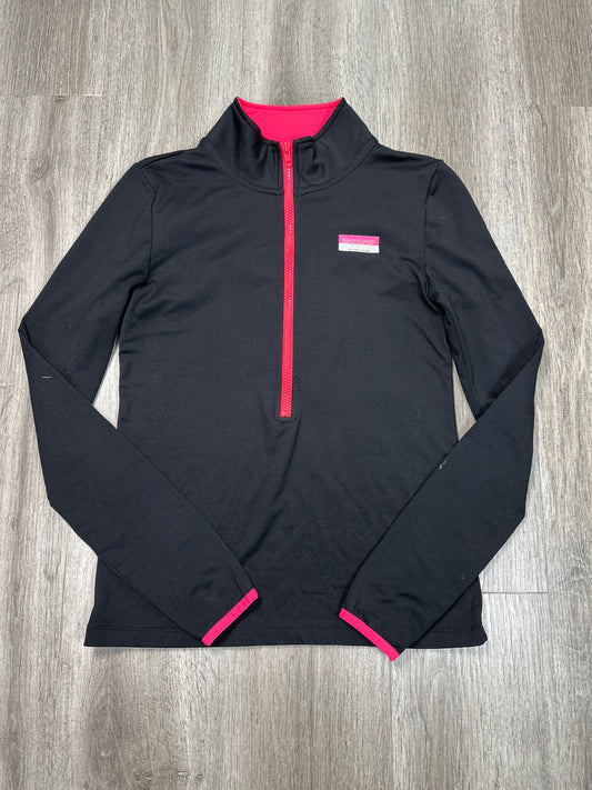 Athletic Top Long Sleeve Collar By Pink In Black & Pink, Size: S