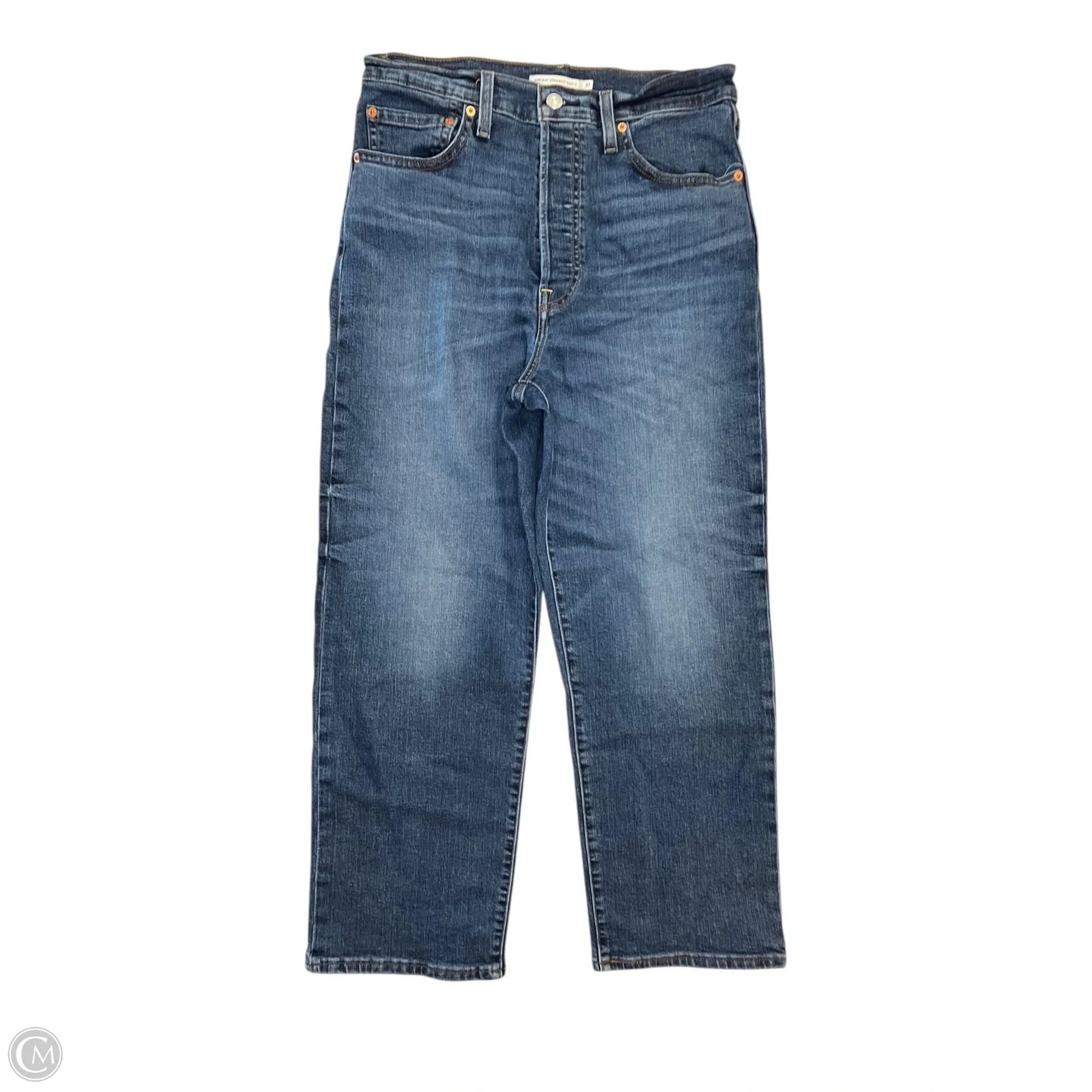 Jeans Straight By Levis In Blue Denim, Size: 12
