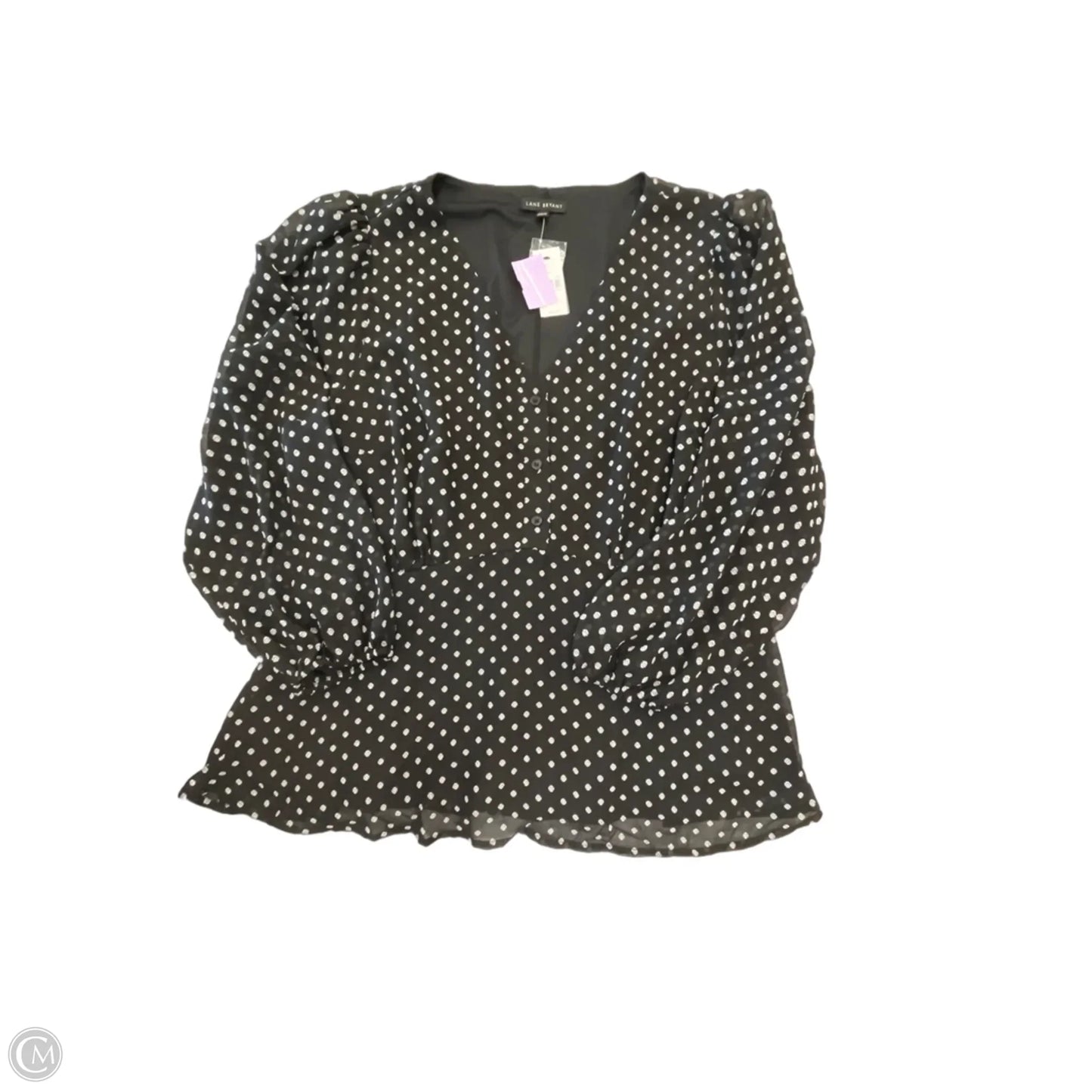 Blouse Long Sleeve By Lane Bryant In Polkadot Pattern, Size: 2x