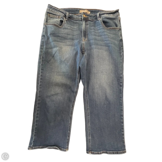 Jeans Cropped By Just Usa In Blue Denim, Size: 16
