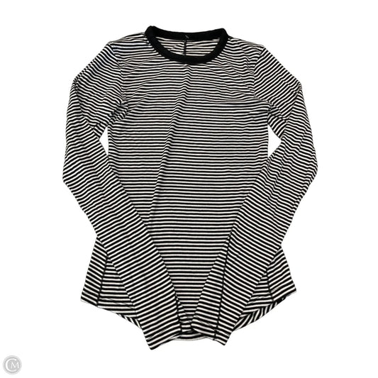 Athletic Top Long Sleeve Collar By Lululemon In Striped Pattern, Size: S