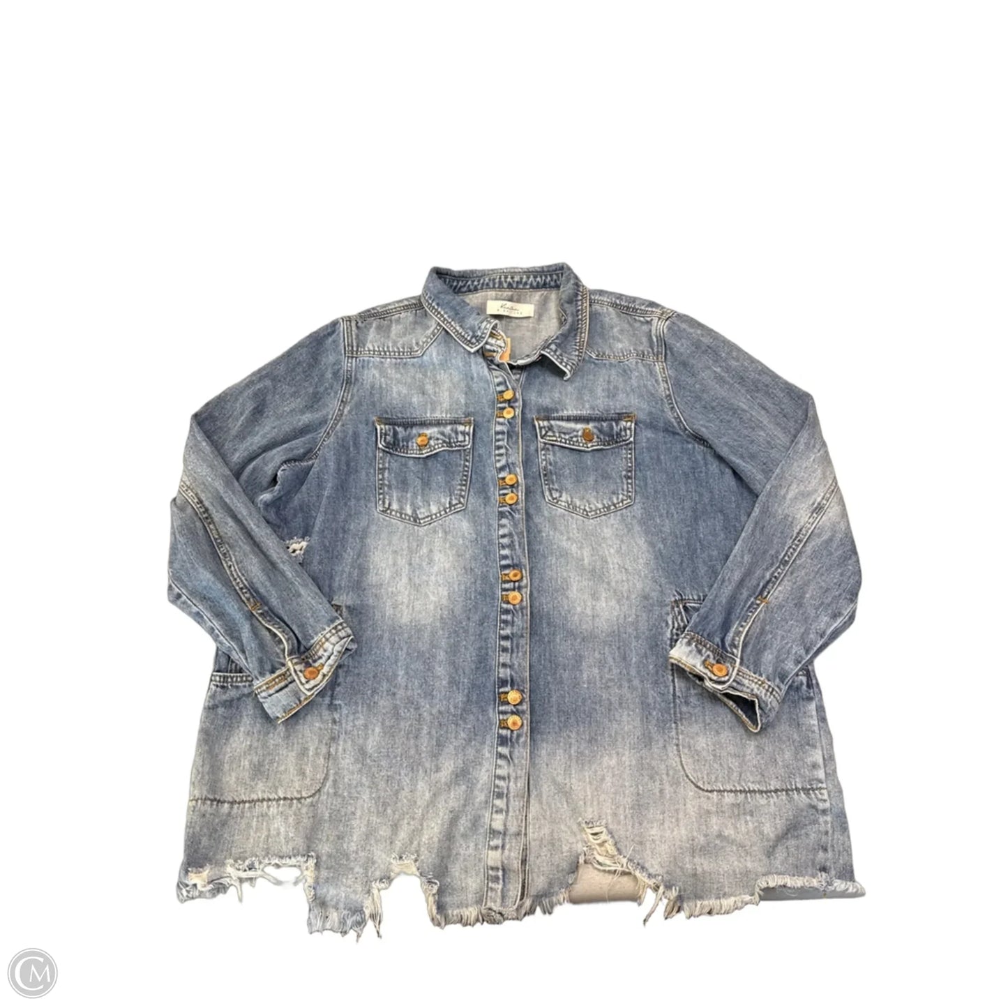 Jacket Denim By Kancan In Blue Denim, Size: L