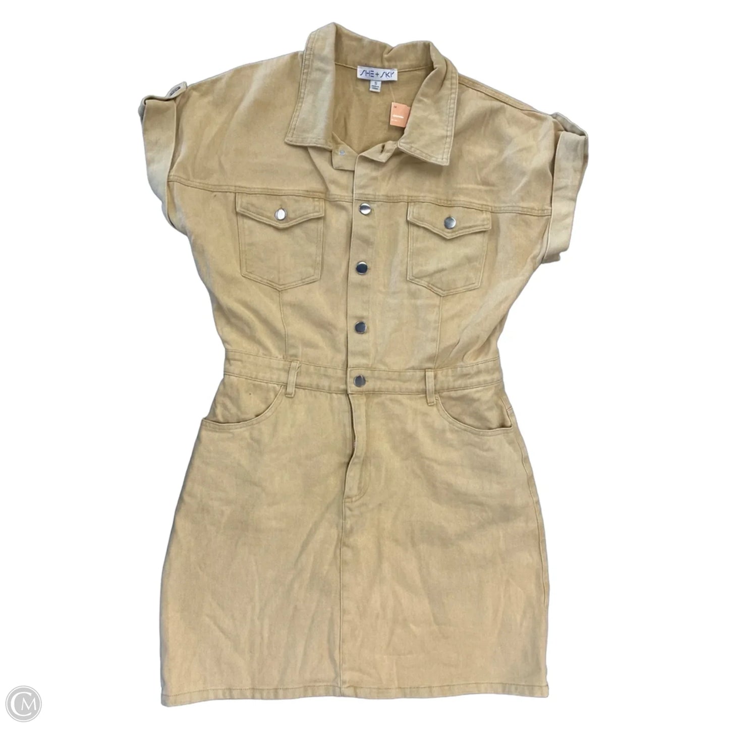 Dress Casual Short By She + Sky In Yellow Denim, Size: S