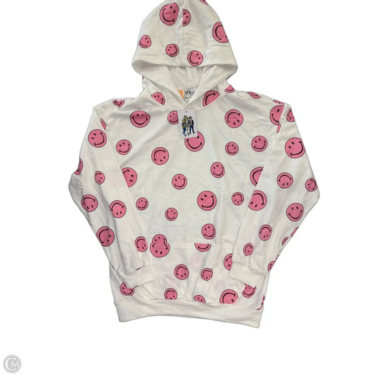 Sweatshirt Hoodie By Lola In Pink & White, Size: L