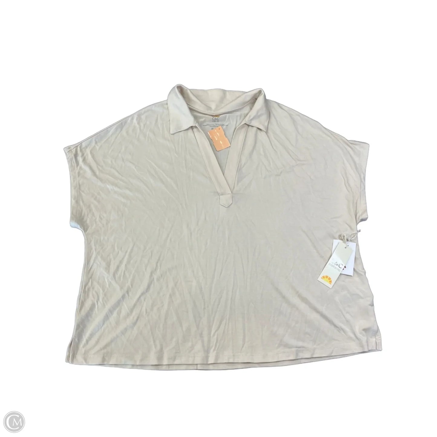 Top Short Sleeve By C And C In Cream, Size: Xl