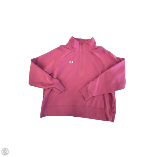 Athletic Top Long Sleeve Collar By Under Armour In Pink, Size: Xl