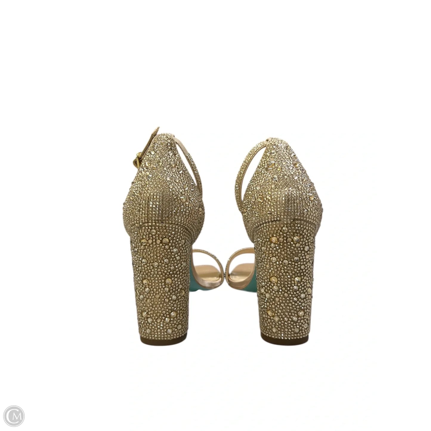 Sandals Heels Block By Betsey Johnson In Gold, Size: 8