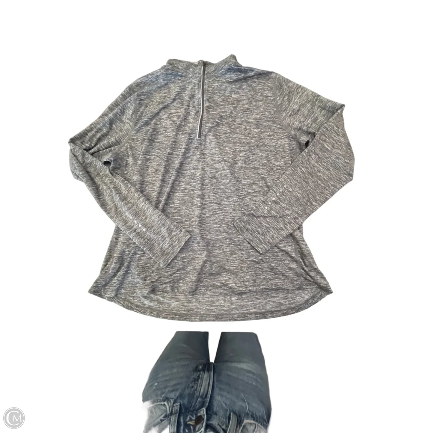 Athletic Top Long Sleeve Collar By Nike In Grey, Size: 1x
