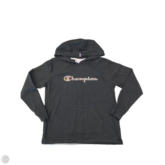 Athletic Top Long Sleeve Hoodie By Champion In Black, Size: S