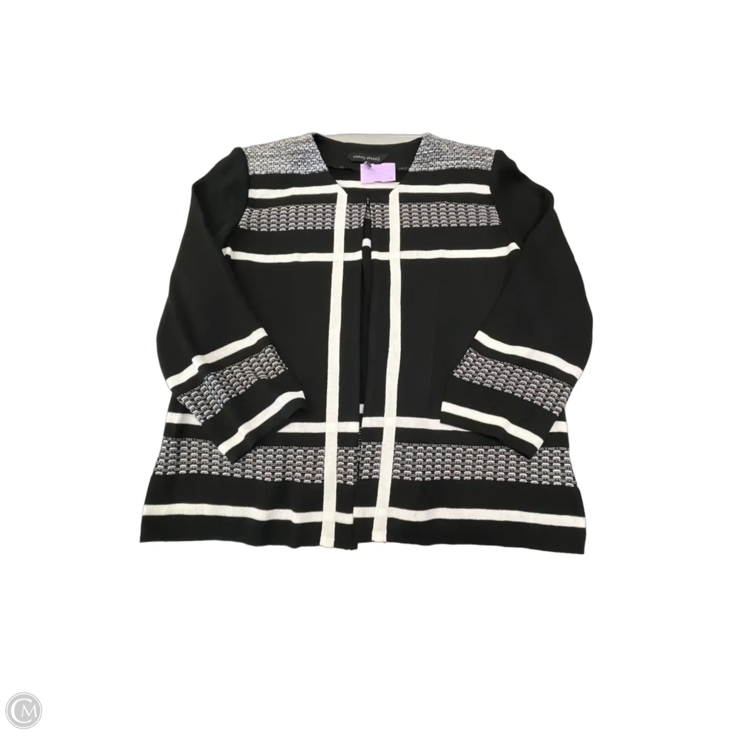 Cardigan By Ming Wang In Black & White, Size: L